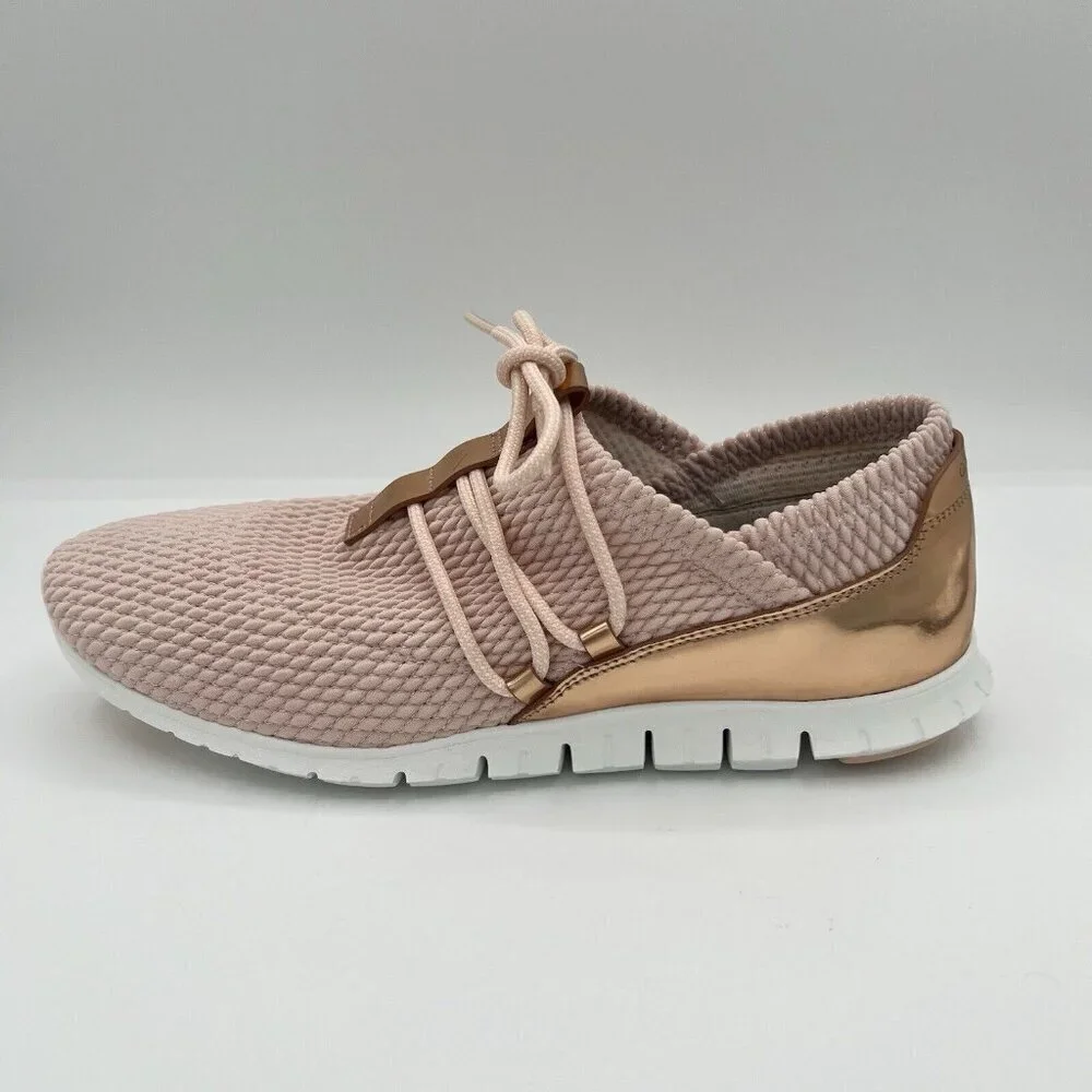 Cole Haan Women’s Zerogrand Quilted Lace Up Sneakers Size 9 Blush Pink Rose Gold - Picture 1 of 8
